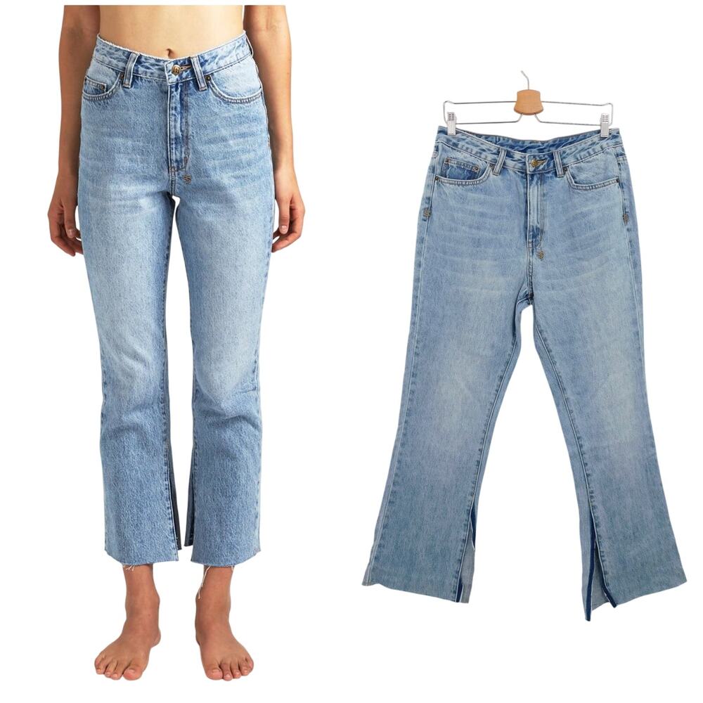 Ksubi Women's Blue High Rise Skinny‎ Kick'n Flare Cropped Denim Jeans Size 29